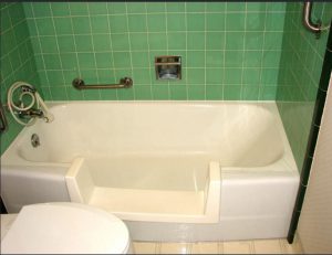 Green Walk Through Tub for Easy Access